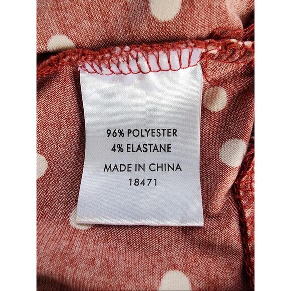 Suzannegrae Shirt Womens Large Red White Polka Dot Wrap Front Tie Side Top - Picture 12 of 15